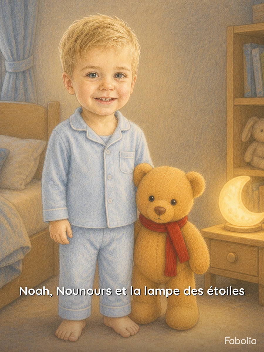 Couverture de « Noah, Nounours et la lampe des étoiles », livre d’exemple Fabolia